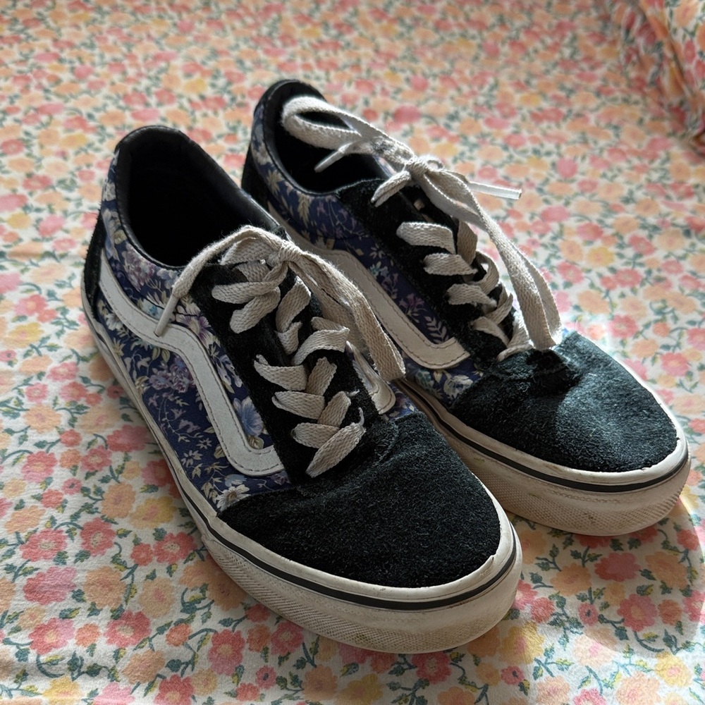 Floral and Black Vans Sneakers